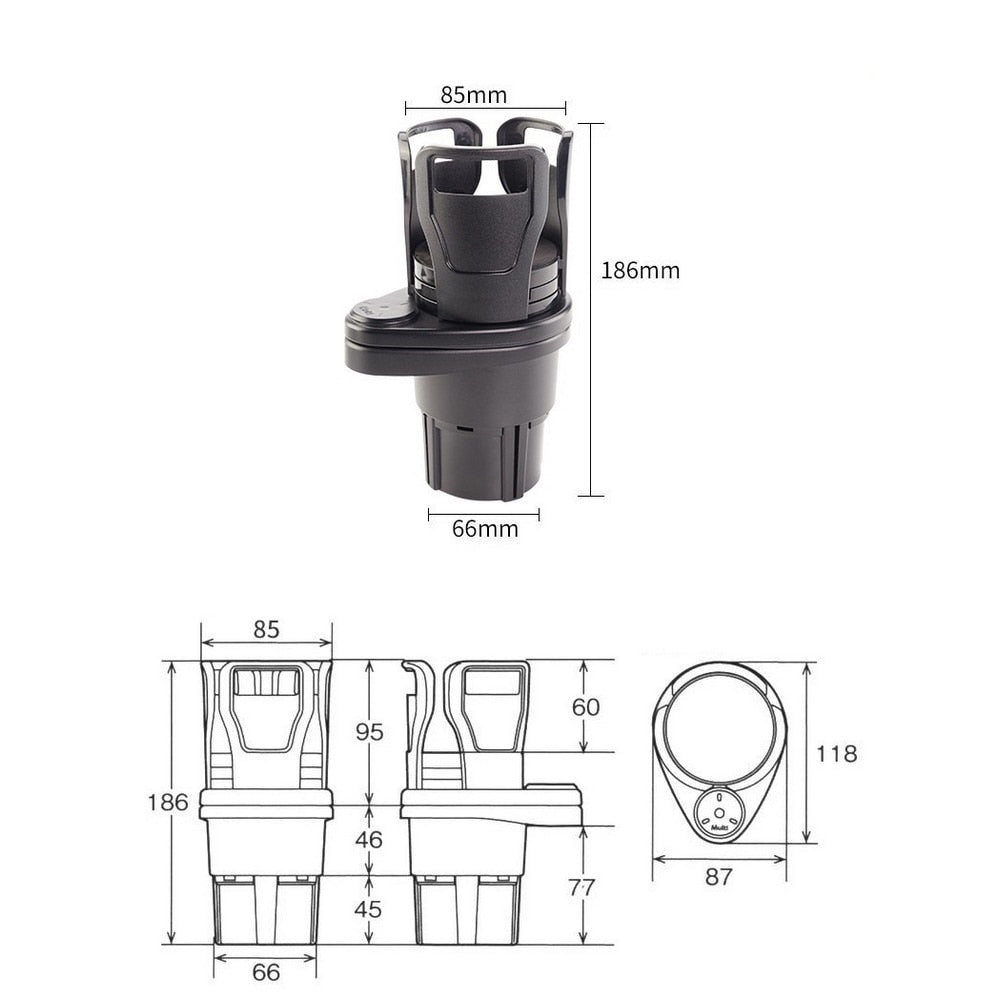 2 en 1 support de verre antidérapant monté sur véhicule support de verre de voiture à eau rotative à 360 degrés accessoire automatique double Houder multifonctionnel