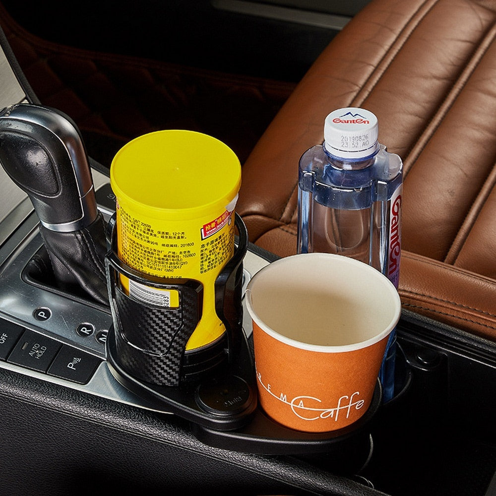 2 en 1 support de verre antidérapant monté sur véhicule support de verre de voiture à eau rotative à 360 degrés accessoire automatique double Houder multifonctionnel