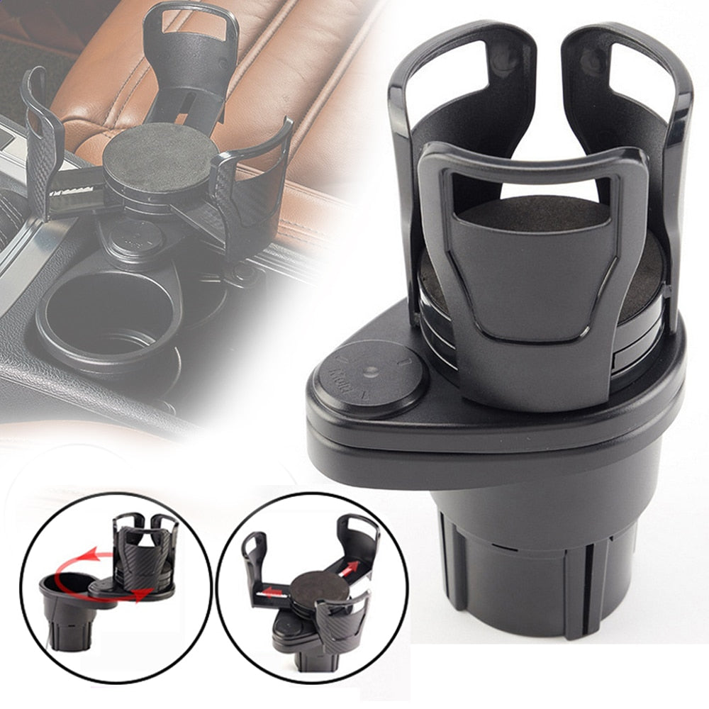 2 en 1 support de verre antidérapant monté sur véhicule support de verre de voiture à eau rotative à 360 degrés accessoire automatique double Houder multifonctionnel