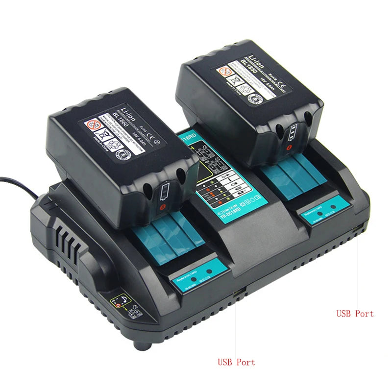 DC18RD Dual USB Port Charger for Makita 14.4V-18V Lithium Batteries BL1860 BL1415 BL1430 BL1830 BL1840 BL1850 BL1845