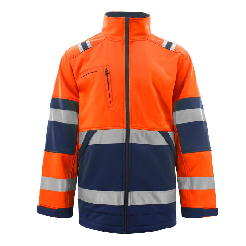 Hi Vis Jacket Men with Reflective Stripes for Winter Autumn Reflective Fleece Jacket Zipper Front Safety Workwear Hoodie