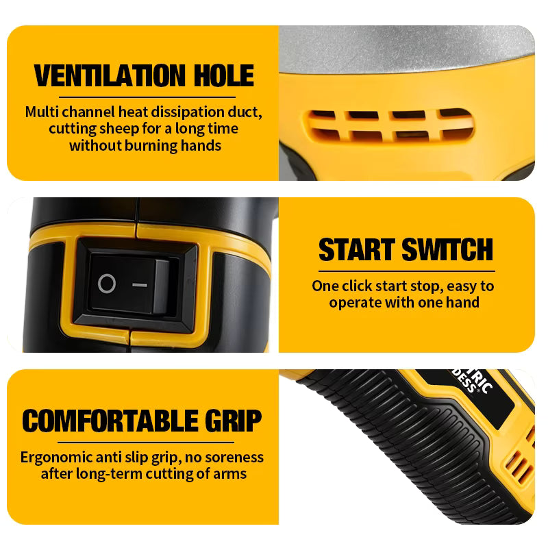 Tijeras de lana eléctricas de 6 velocidades para mascotas, inalámbricas, de primera calidad, perfectas para esquilar cabras, caballos y ovejas, compatibles con batería Dewalt