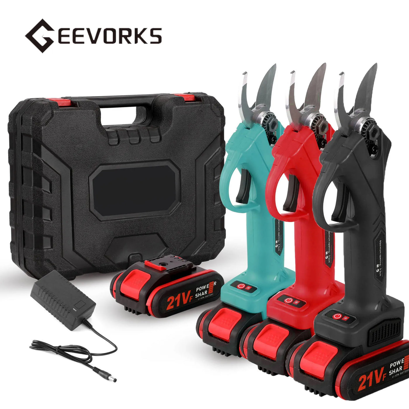 Geevorks 21V Cordless Electric Pruning Shears Pruning Garden Scissors Bonsai Tree Pruning Branches Battery Cutter Landscaping