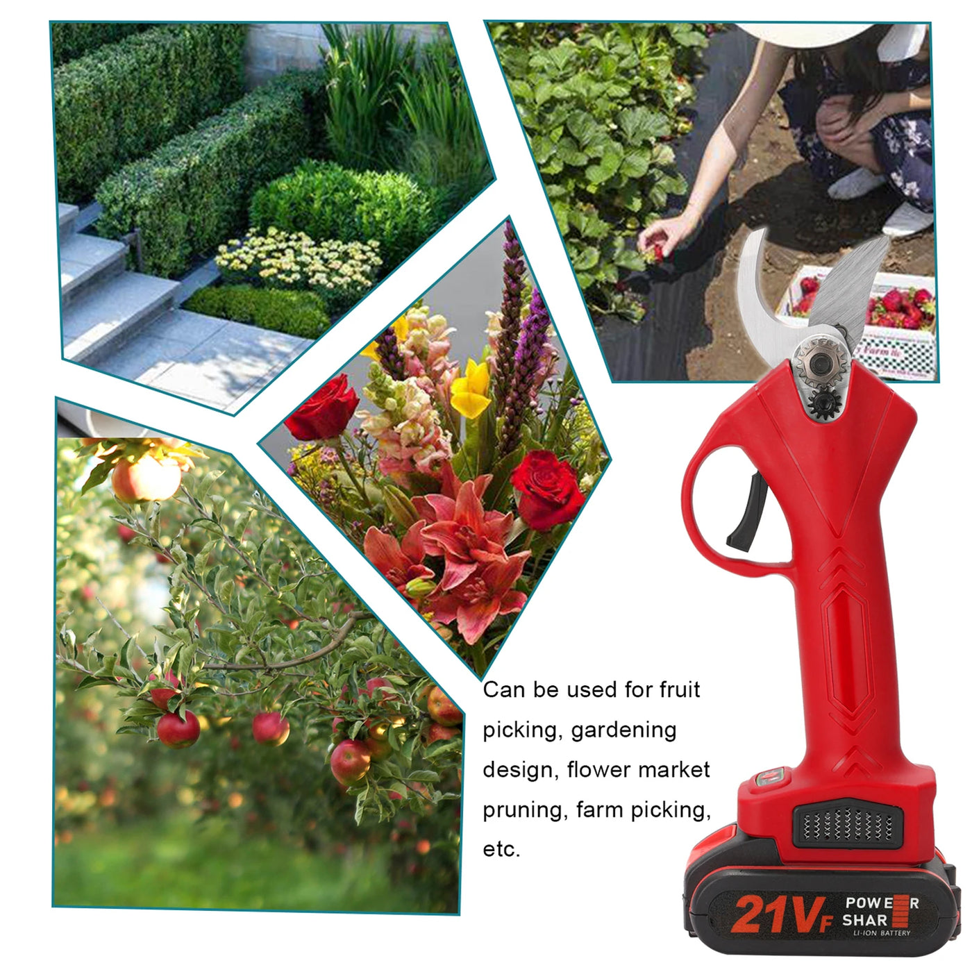 Geevorks 21V Cordless Electric Pruning Shears Pruning Garden Scissors Bonsai Tree Pruning Branches Battery Cutter Landscaping