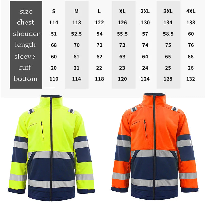 Hi Vis Jacket Men with Reflective Stripes for Winter Autumn Reflective Fleece Jacket Zipper Front Safety Workwear Hoodie