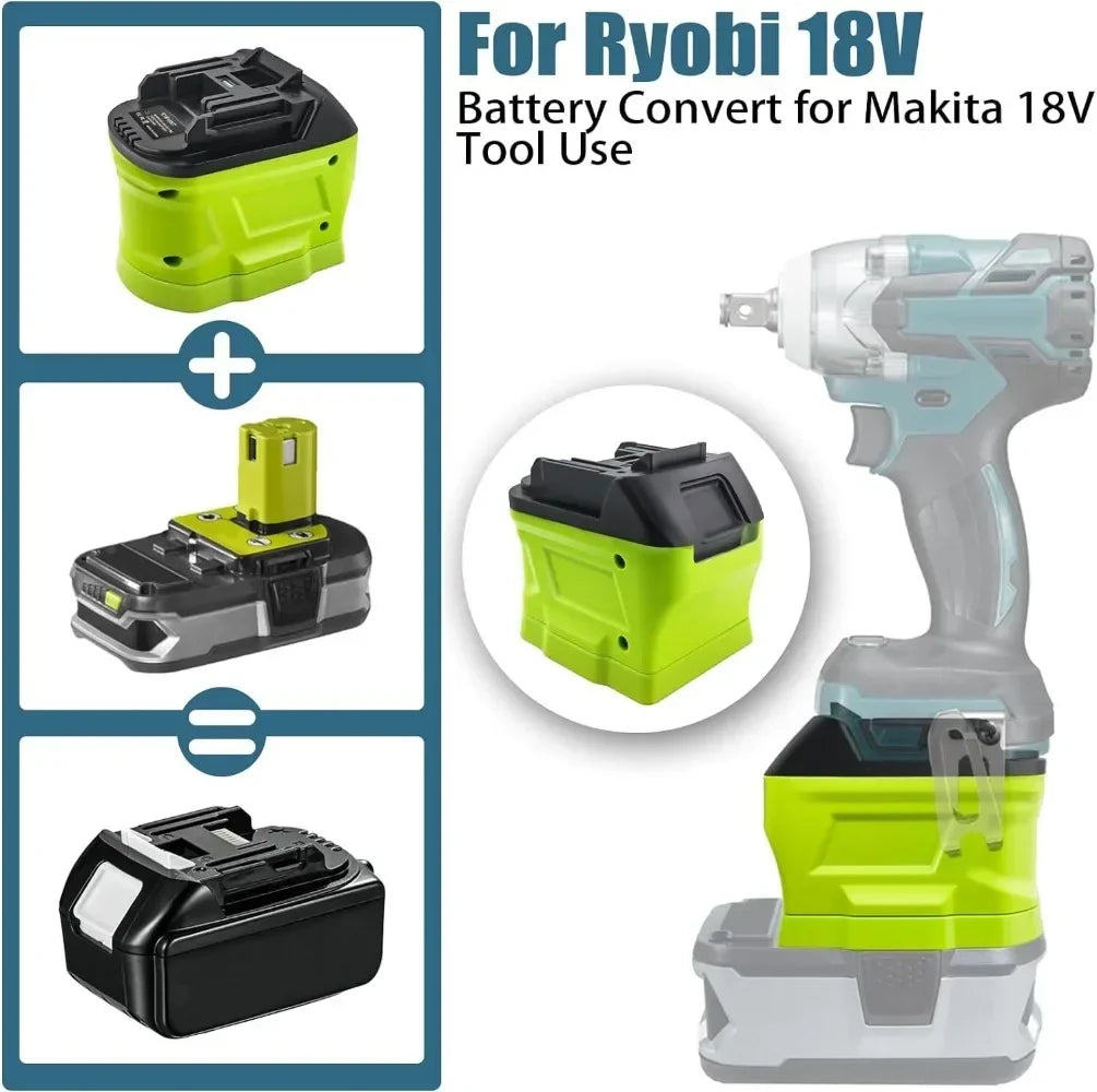 Battery Adapter Converter for Ryobi 18V ONE+ Li-ion Battery P107 P108 Convert to for Makita 18V Li-ion Battery Power Tools Drill