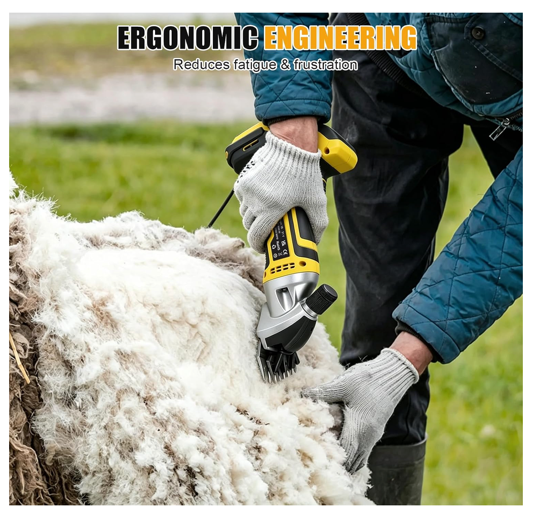 Tijeras de lana eléctricas de 6 velocidades para mascotas, inalámbricas, de primera calidad, perfectas para esquilar cabras, caballos y ovejas, compatibles con batería Dewalt