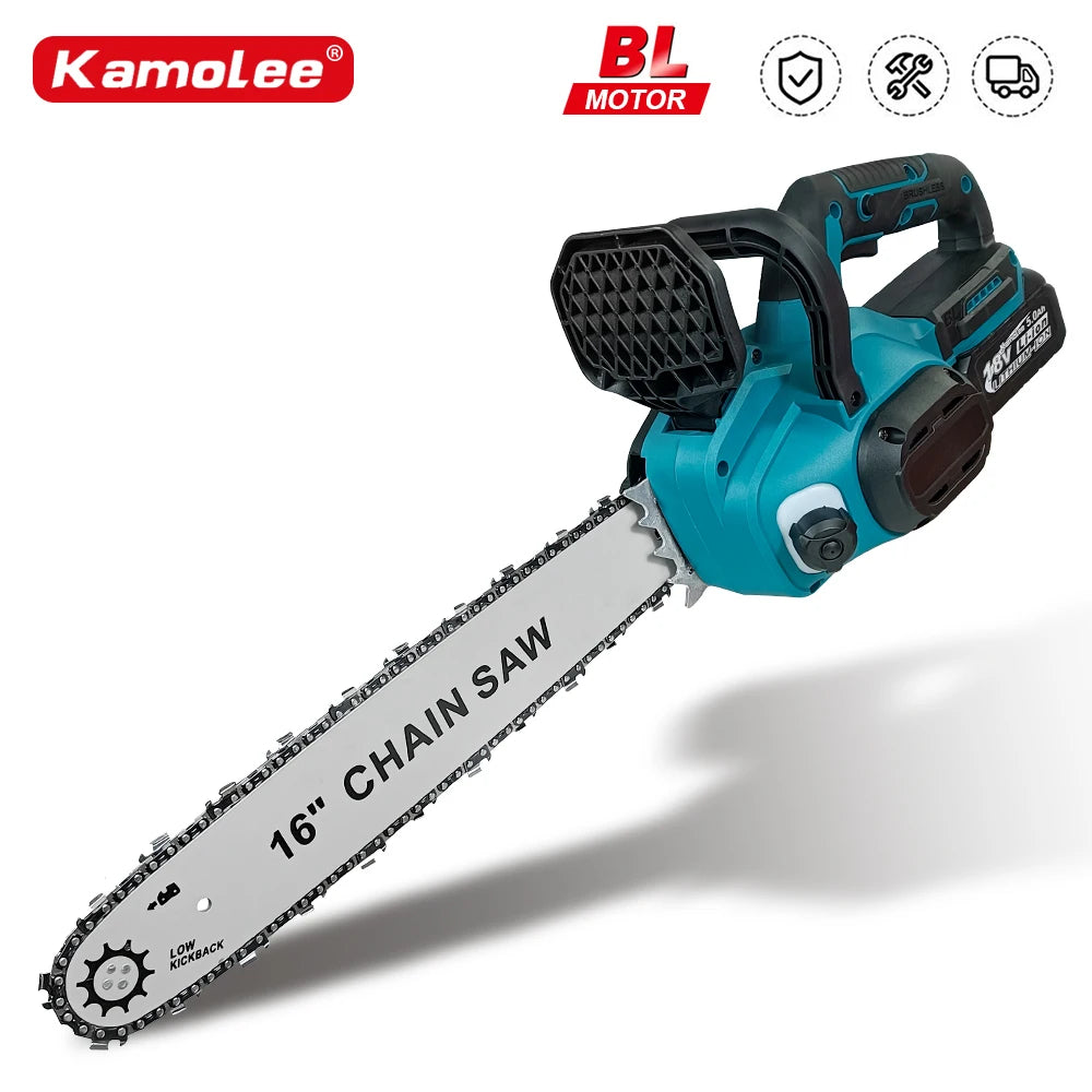 Kamolee 16Inch 8000w Brushless Electric Chainsaw Automatic Oiling Woodworking Power Tool For Makita 18v Battery