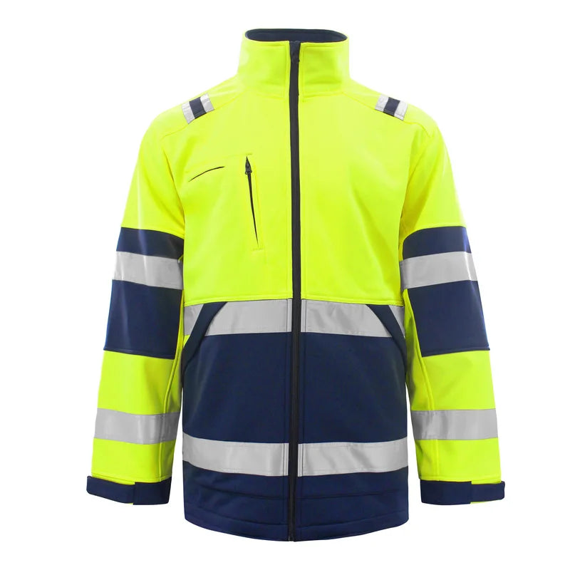 Hi Vis Jacket Men with Reflective Stripes for Winter Autumn Reflective Fleece Jacket Zipper Front Safety Workwear Hoodie