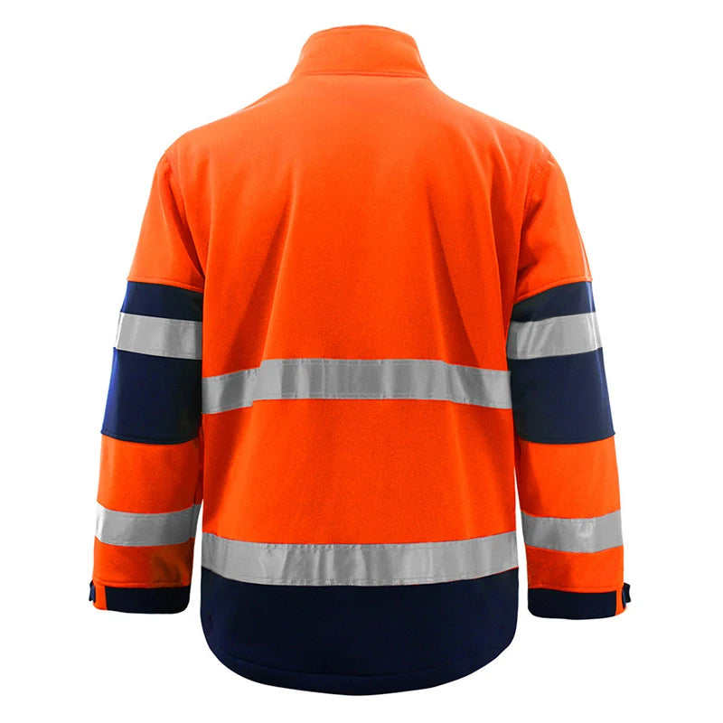 Hi Vis Jacket Men with Reflective Stripes for Winter Autumn Reflective Fleece Jacket Zipper Front Safety Workwear Hoodie